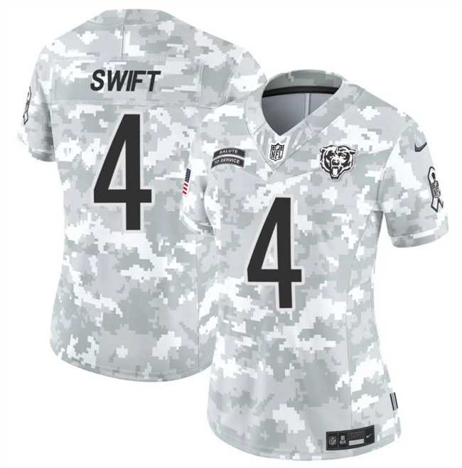 Women%27s Chicago Bears #4 D%27Andre Swift 2024 F.U.S.E Arctic Camo Salute To Service Limited Stitched Jersey Dzhi->chicago bears->NFL Jersey